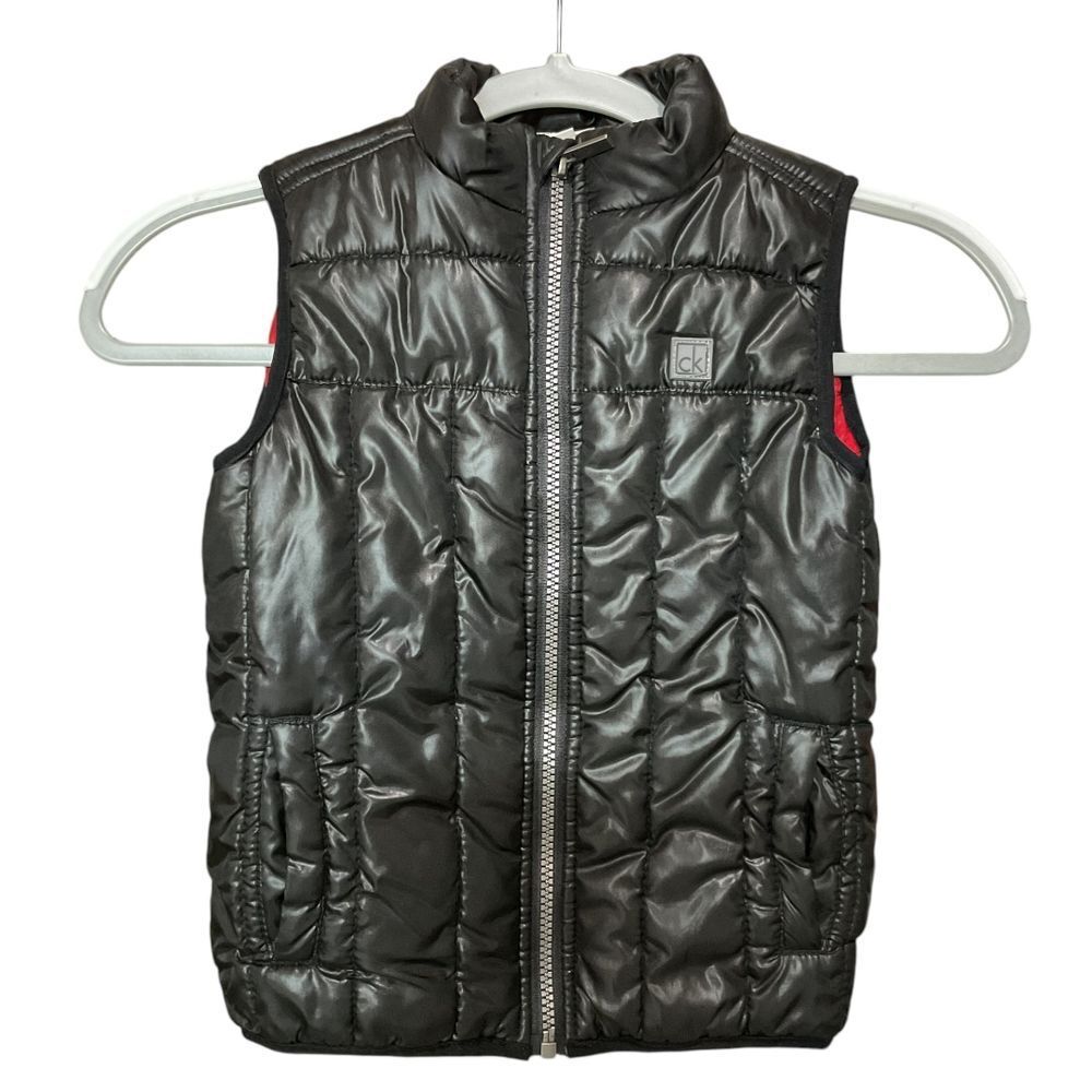 Calvin Klein Jeans Boys Quilted Black Puffer Vest Winter Jacket Zip Front Sz‎ 4T